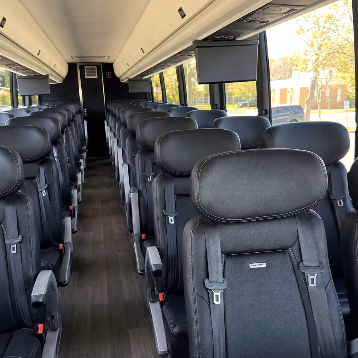 56 passenger charter bus inside